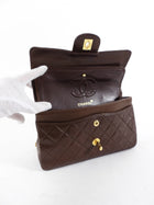Chanel Vintage 1989 Chocolate Brown Lambskin Small Double Classic Flap Bag GHW