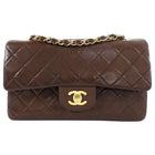 Chanel Vintage 1989 Chocolate Brown Lambskin Small Double Classic Flap Bag GHW