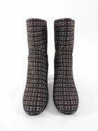 Chanel Brown Tweed Block-Heel Boots - 38.5