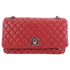 Chanel Red Calfskin Bubble Quilted Medium Single Flap Shoulder Bag