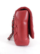 Chanel Red Calfskin Bubble Quilted Medium Single Flap Shoulder Bag