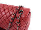 Chanel Red Calfskin Bubble Quilted Medium Single Flap Shoulder Bag