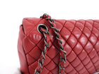 Chanel Red Calfskin Bubble Quilted Medium Single Flap Shoulder Bag