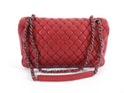 Chanel Red Calfskin Bubble Quilted Medium Single Flap Shoulder Bag