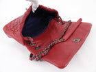 Chanel Red Calfskin Bubble Quilted Medium Single Flap Shoulder Bag
