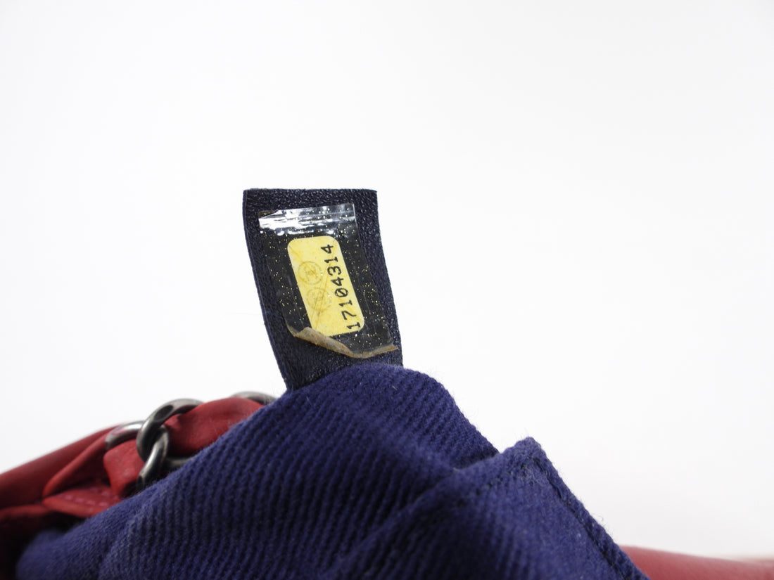 Chanel Red Calfskin Bubble Quilted Medium Single Flap Shoulder Bag