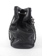 Chanel Black Leather New Bubble Quilt CC Charm Tote Bag
