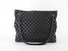 Chanel Black Leather New Bubble Quilt CC Charm Tote Bag