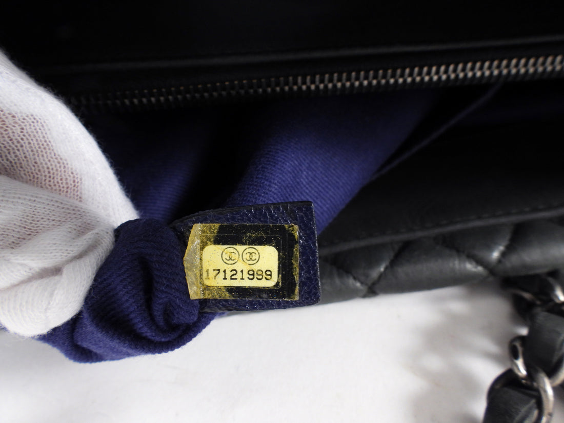 Chanel Black Leather New Bubble Quilt CC Charm Tote Bag