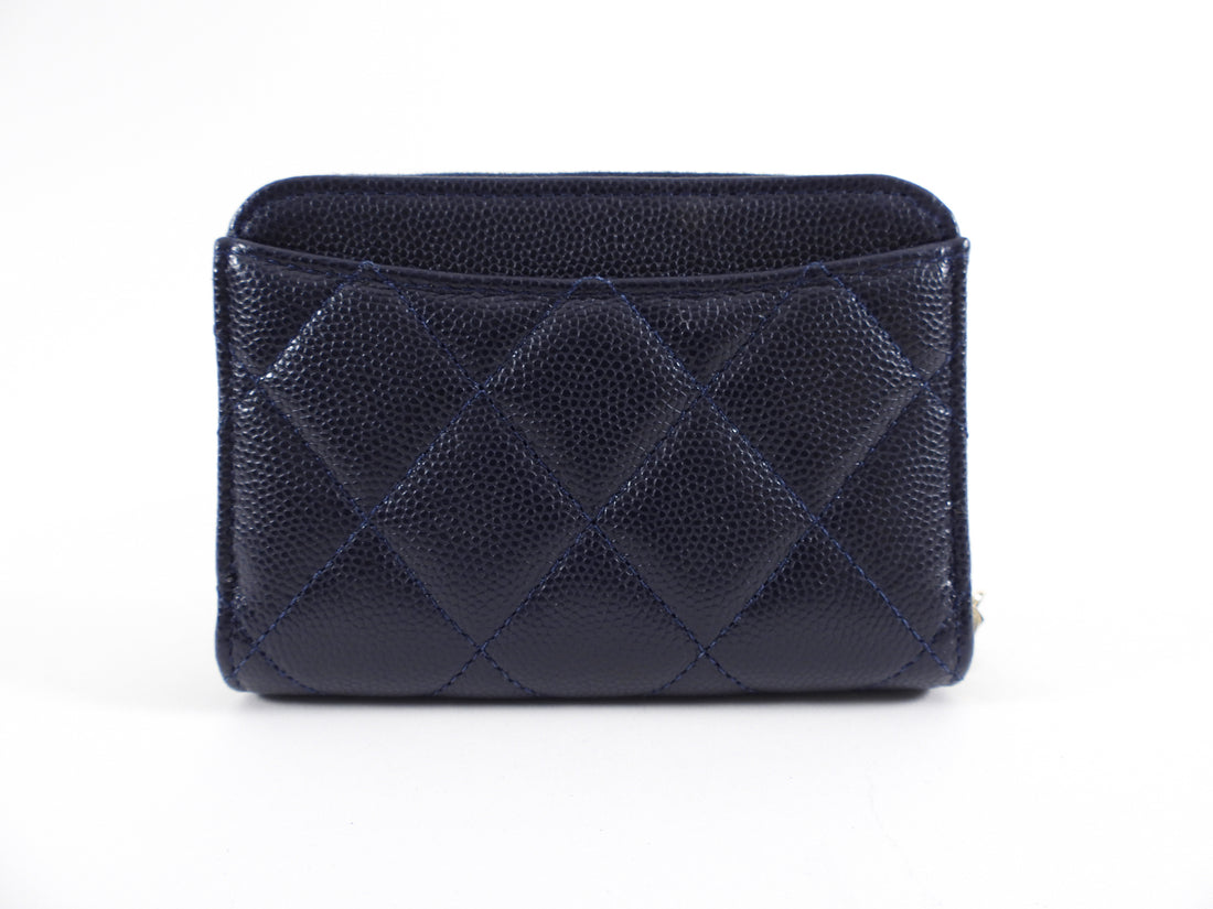 Chanel 2023 Navy Caviar Leather Casino Charms Card Holder / Wallet