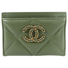 Chanel 21b Green Quilted Leather O Case Card Holder