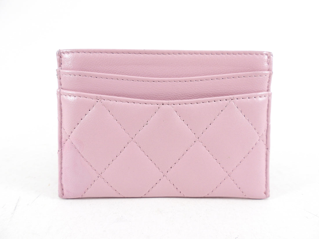 Chanel Light Pink Lambskin Quilted Classic Card Holder