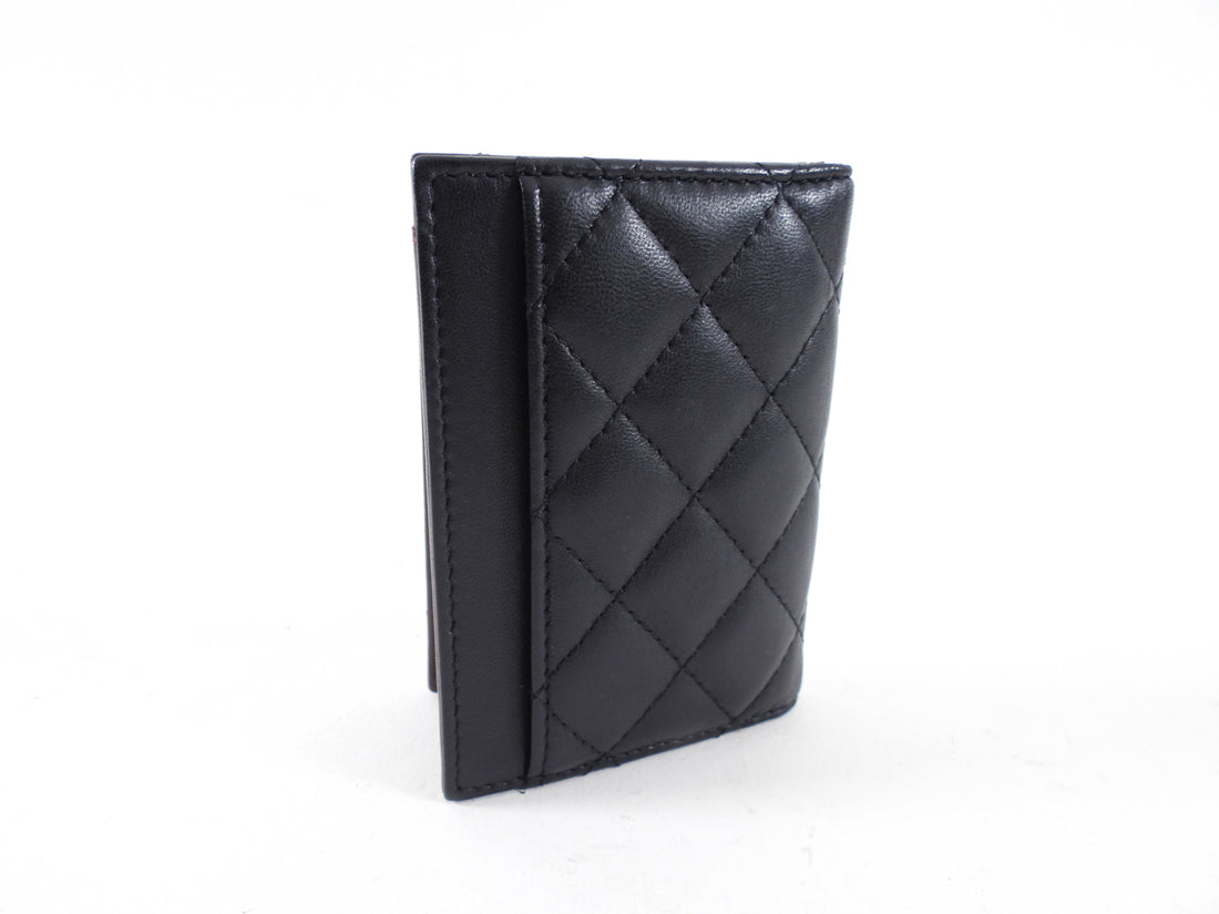 Chanel Black Lambskin Quilted Bifold Card Holder Wallet
