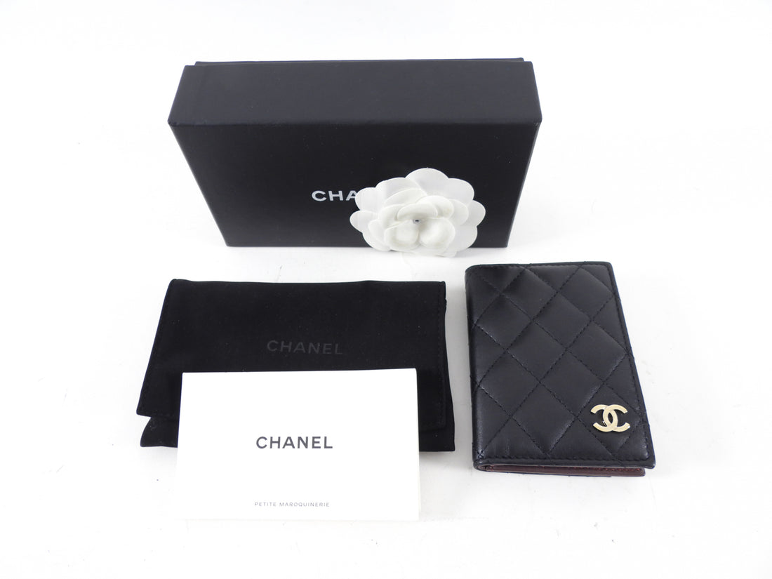 Chanel Black Lambskin Quilted Bifold Card Holder Wallet