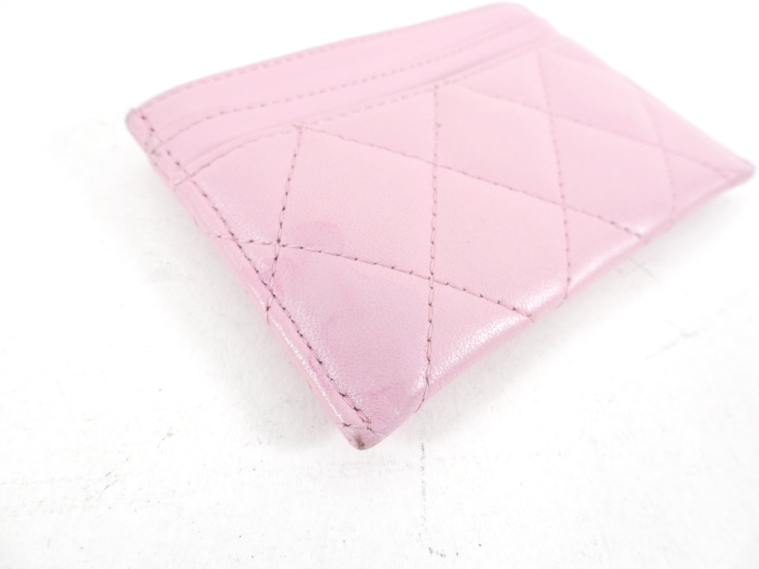 Chanel Light Pink Lambskin Quilted Classic Card Holder