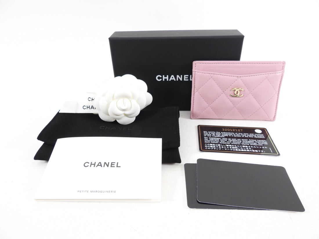 Chanel Light Pink Lambskin Quilted Classic Card Holder