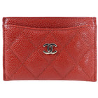 Chanel Red Classic Caviar Quilted Leather O Card Holder