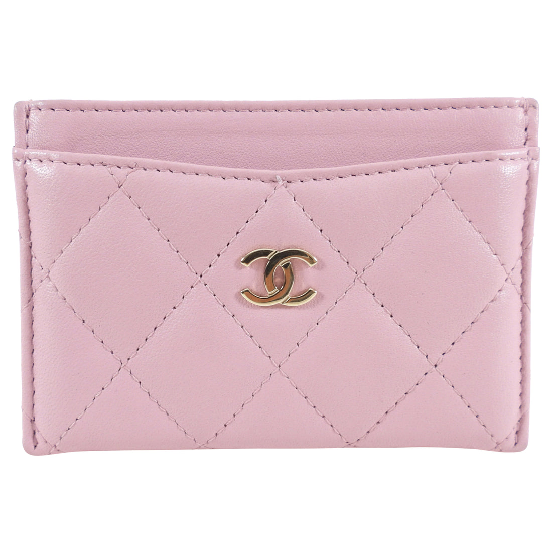 Chanel Light Pink Lambskin Quilted Classic Card Holder