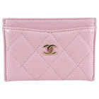 Chanel Light Pink Lambskin Quilted Classic Card Holder