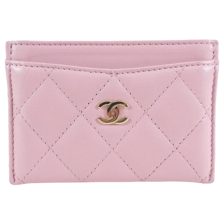 Chanel Light Pink Lambskin Quilted Classic Card Holder