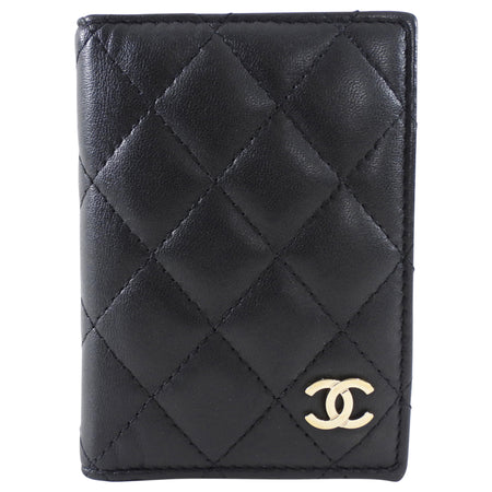 Chanel Black Lambskin Quilted Bifold Card Holder Wallet