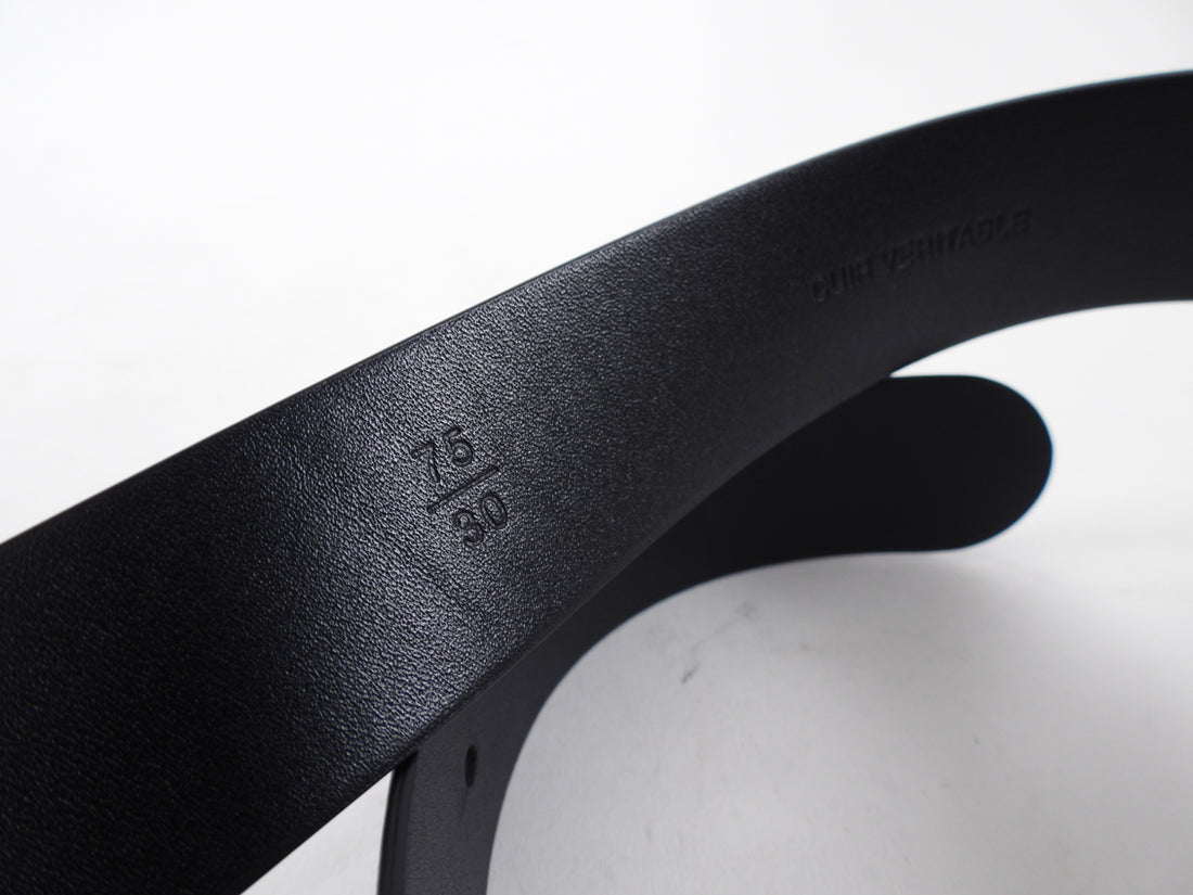 Chanel 20A Black Leather Light Goldtone Crystal CC Belt - 29-31"