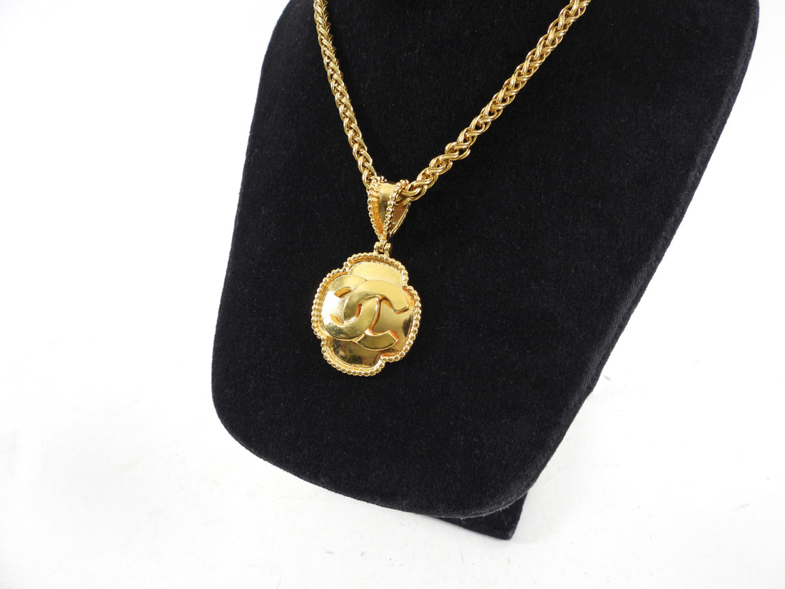 Chanel Vintage 96A Gilt Gold CC Pendant Necklace