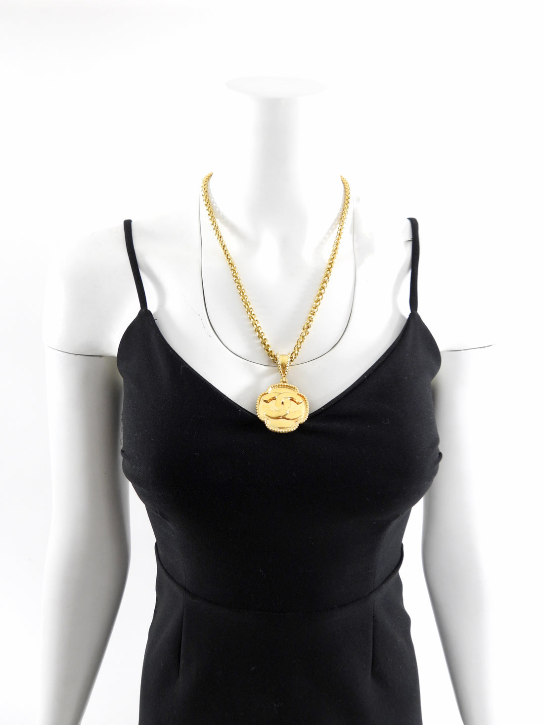 Chanel Vintage 96A Gilt Gold CC Pendant Necklace