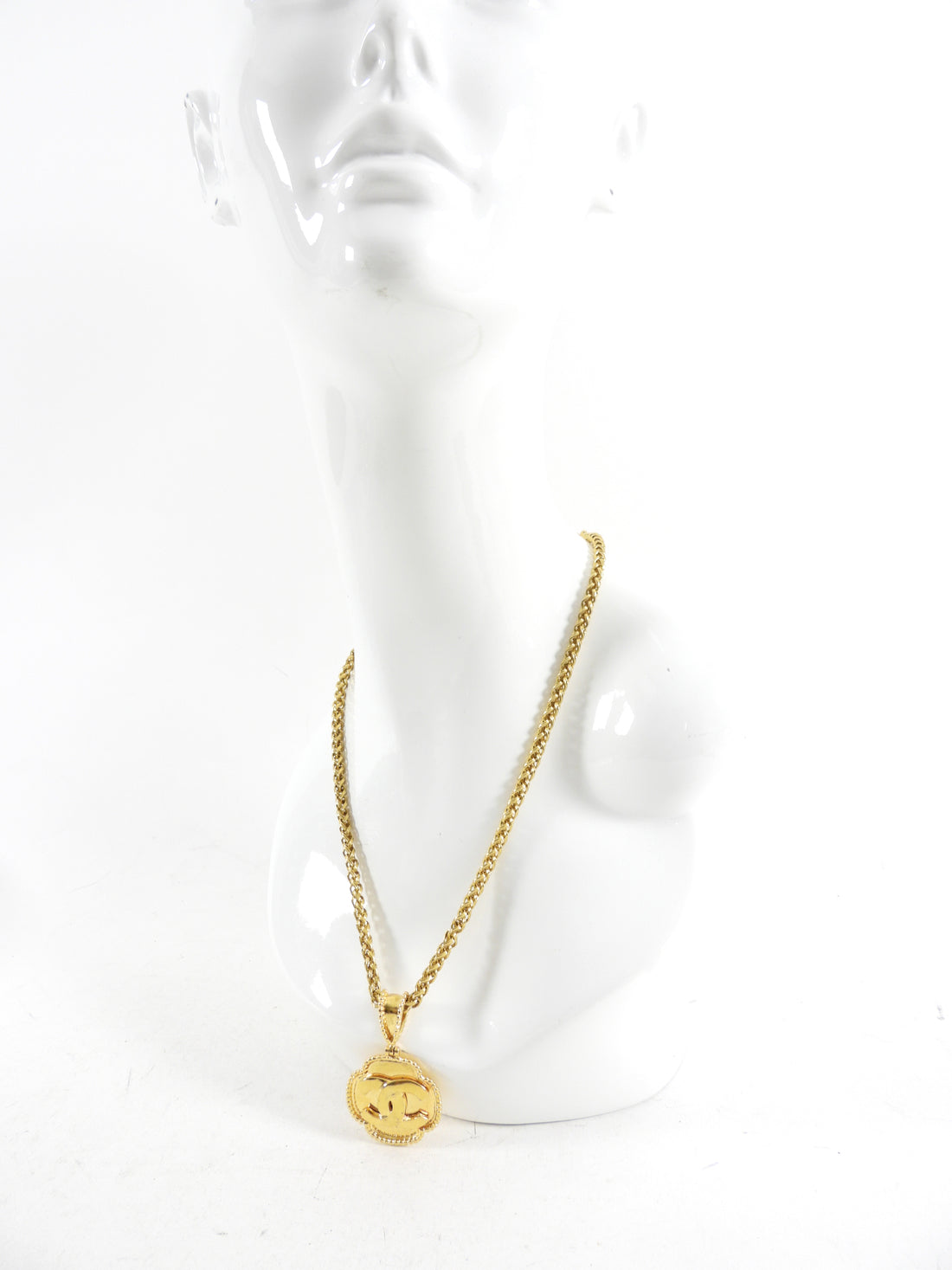 Chanel Vintage 96A Gilt Gold CC Pendant Necklace