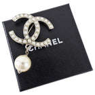 Chanel 00V Silvertone CC Faux Pearl Drop Brooch