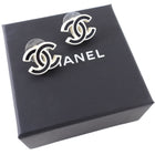 Chanel 22S Black and Ivory Resin CC Stud Earrings