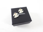 Chanel 22S Black and Ivory Resin CC Stud Earrings