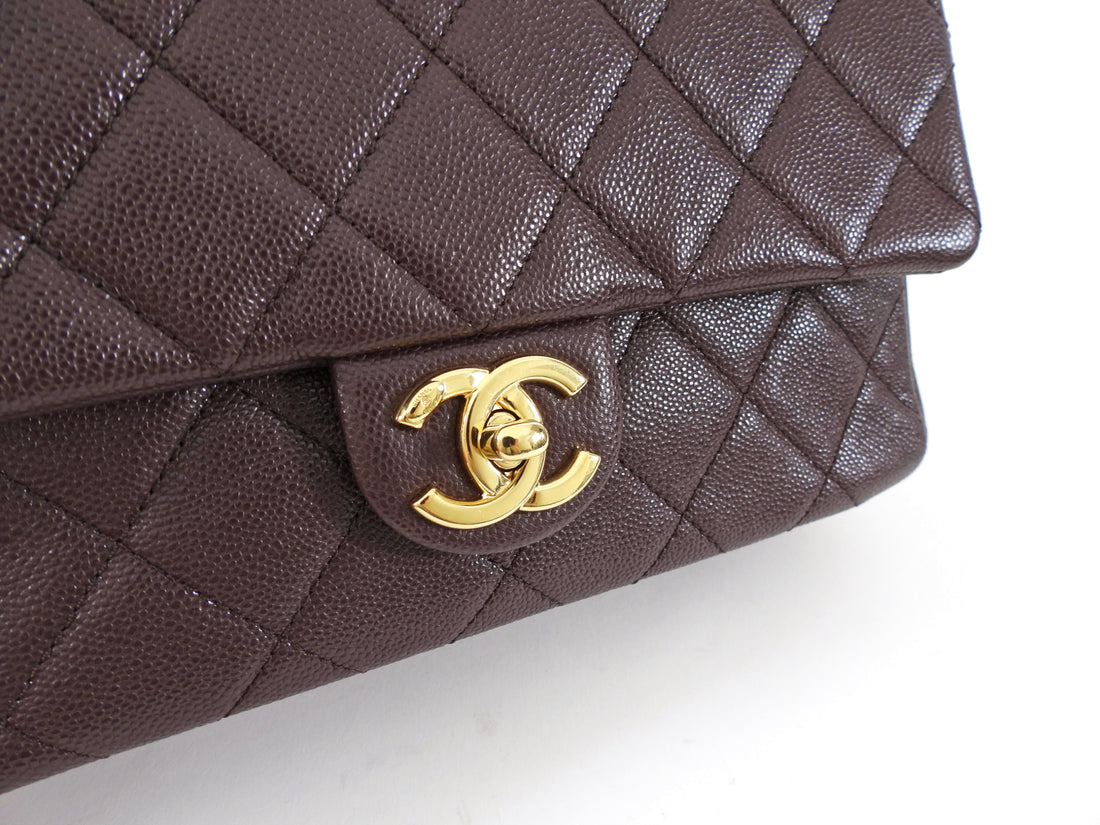 Chanel 23C Plum Quilted Caviar Leather Small CC You Flap Bag