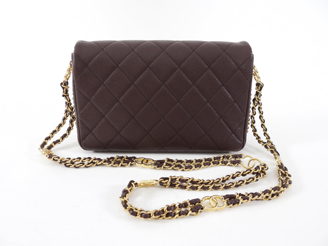 Chanel 23C Plum Quilted Caviar Leather Small CC You Flap Bag