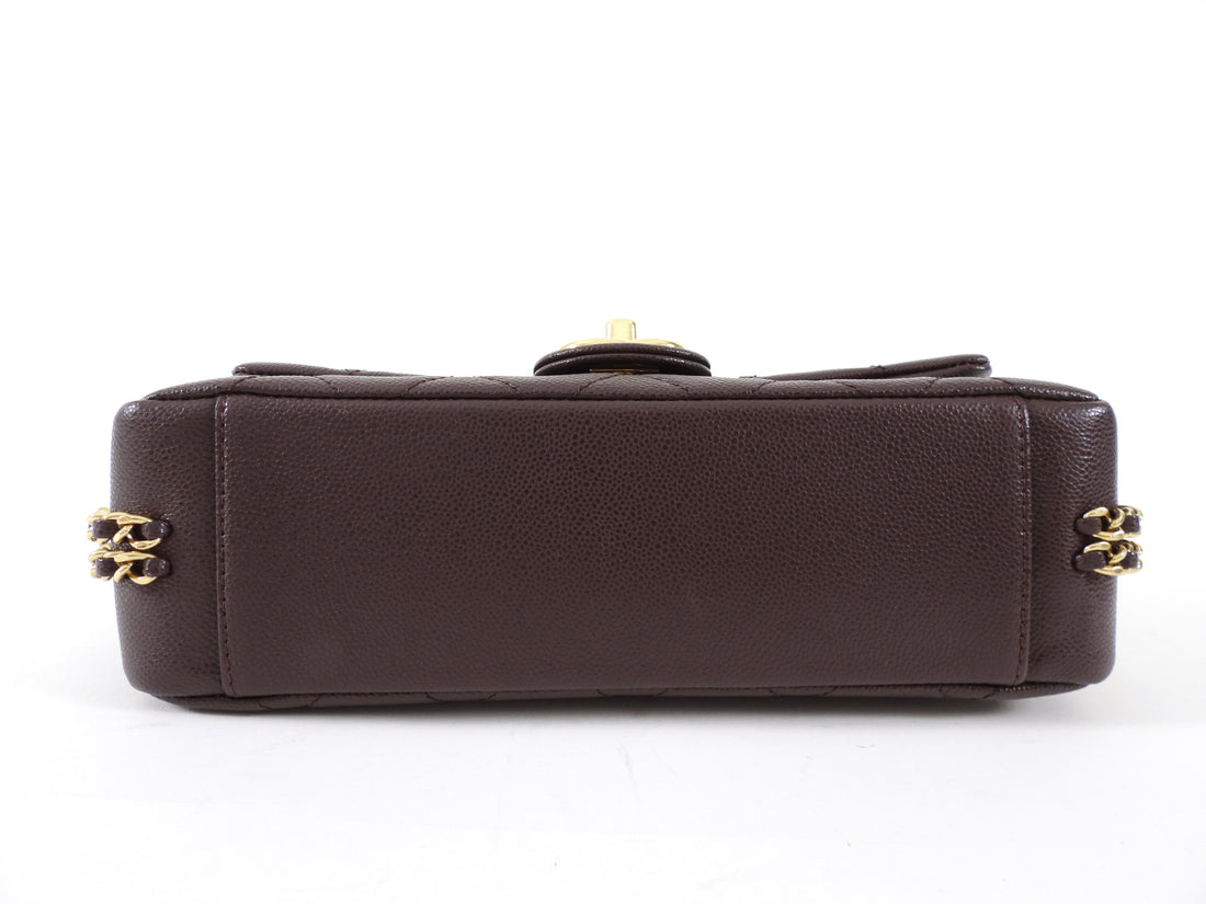 Chanel 23C Plum Quilted Caviar Leather Small CC You Flap Bag