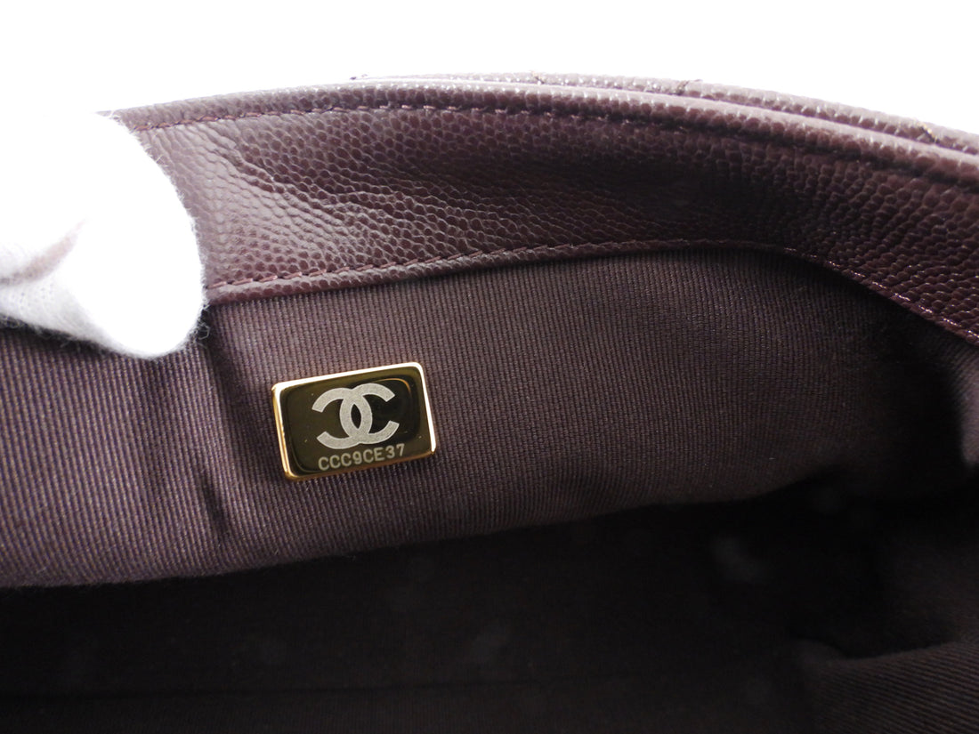 Chanel 23C Plum Quilted Caviar Leather Small CC You Flap Bag