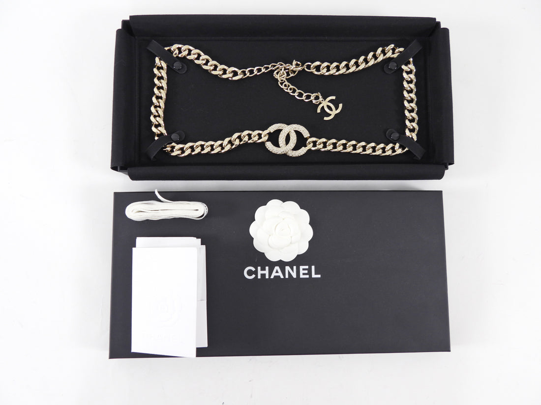 Chanel 20A Light Goldtone CC Strass Chain Belt
