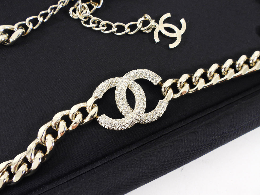 Chanel 20A Light Goldtone CC Strass Chain Belt