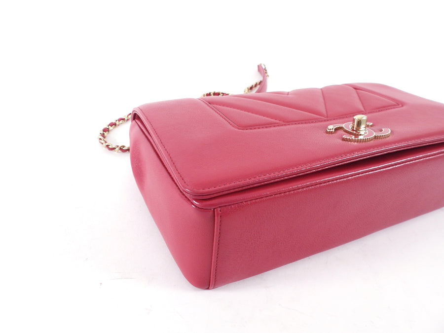 Chanel Cherry Pink Leather Mademoiselle Vintage Medium Flap Bag