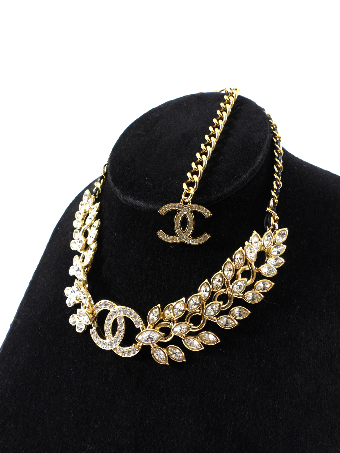 Chanel 23A Crystal Strass Goldtone CC Choker Necklace
