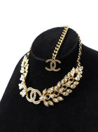Chanel 23A Crystal Strass Goldtone CC Choker Necklace