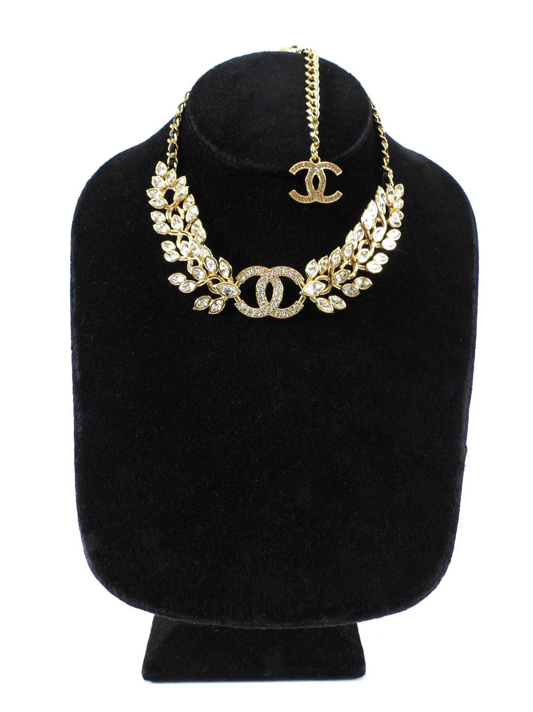 Chanel 23A Crystal Strass Goldtone CC Choker Necklace