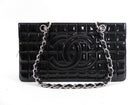 Chanel Vintage 2002-3 Black Patent Leather Choco Bar Chain Tote Bag