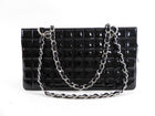 Chanel Vintage 2002-3 Black Patent Leather Choco Bar Chain Tote Bag