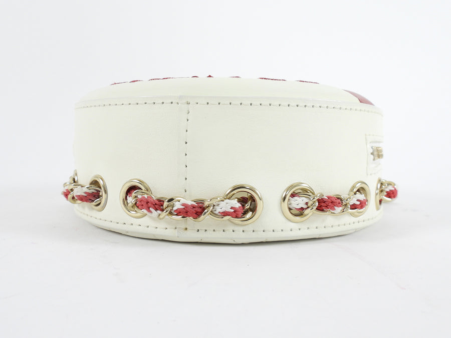 Chanel 2019 C Runway Red and White La Pausa Lifesaver Round Bag