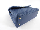 Chanel Large Blue Caviar Leather Coco Top Handle Bag GHW
