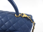 Chanel Large Blue Caviar Leather Coco Top Handle Bag GHW