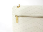 Chanel Ivory Chevron Stitch Compartment Medium Flap Bag