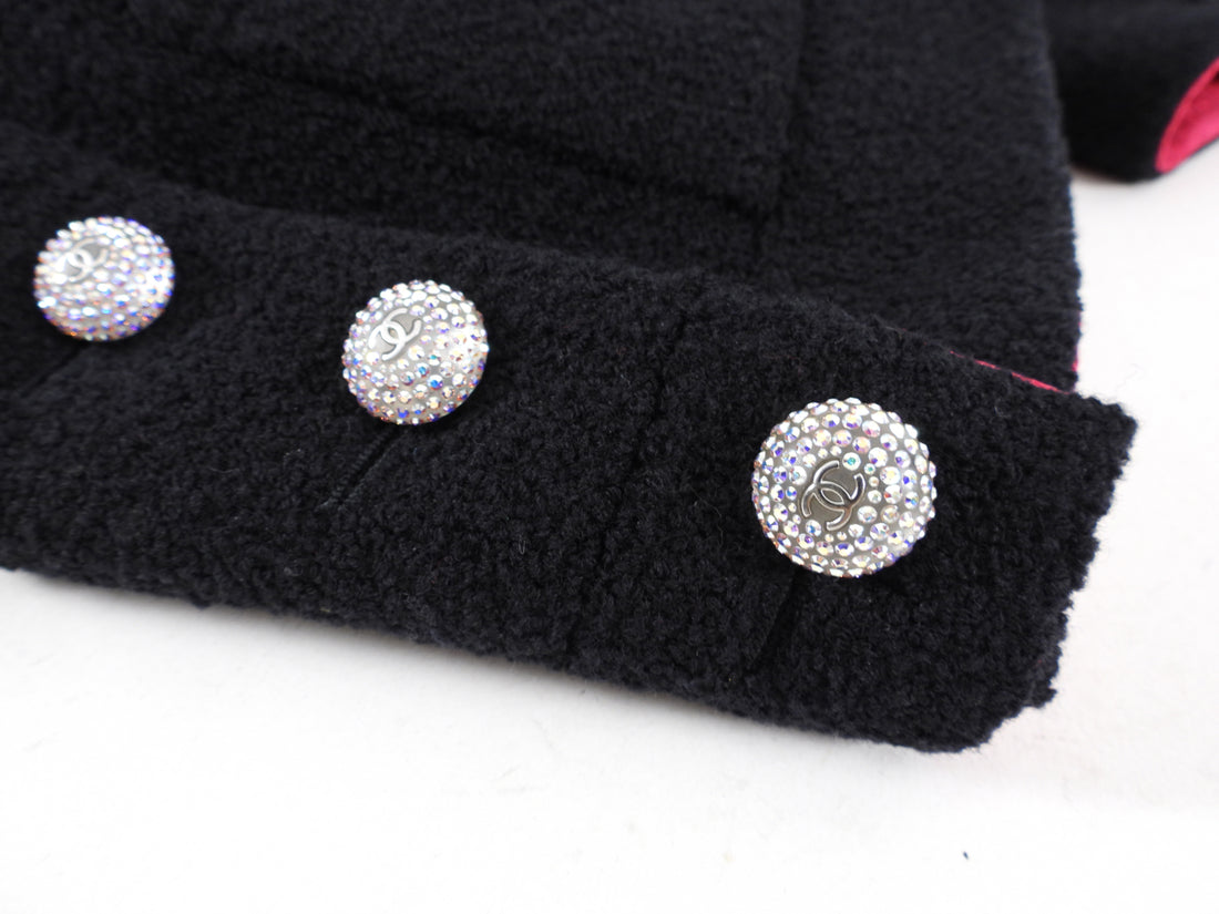 Chanel 21A Black Crop Jacket with Crystal Buttons FR38 (4/6)