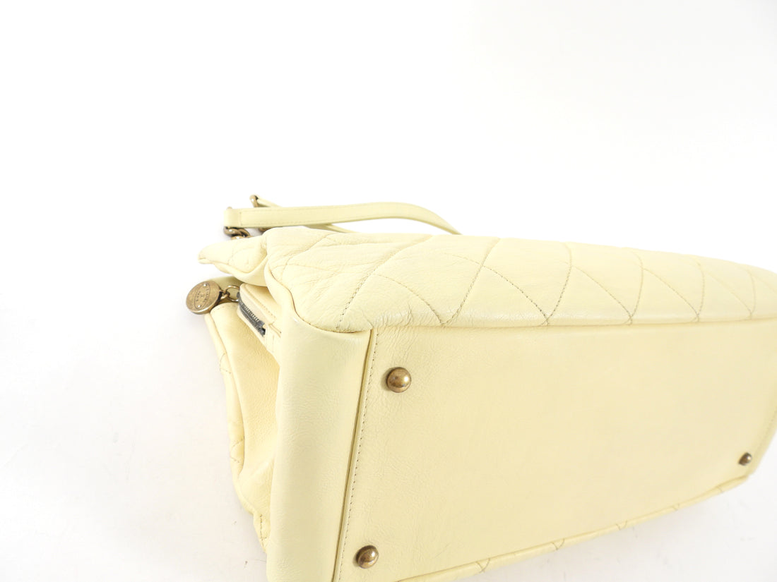 Chanel Large Buttermilk Cream Quilted CC Crown Tote Bag